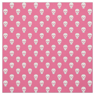 White Skulls on Pink Fabric