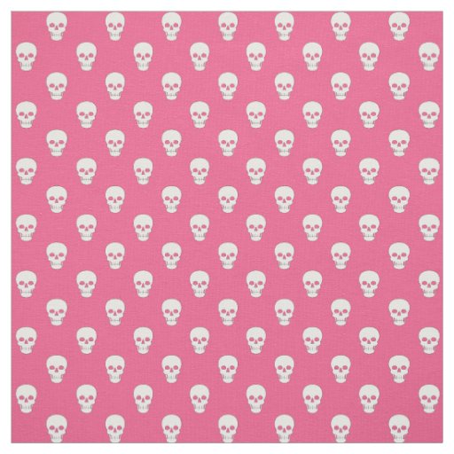 White Skulls on Pink Fabric