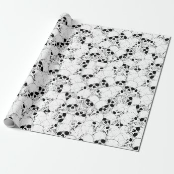 White Skulls Wrapping Paper by HeavyMetalHitman at Zazzle