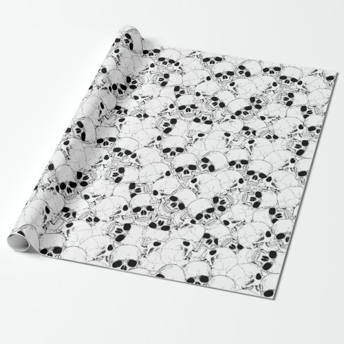 WHITE SKULLS WRAPPING PAPER
