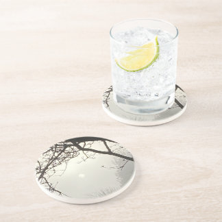 White Sky And Sun Dramatically Framed By Trees Coaster