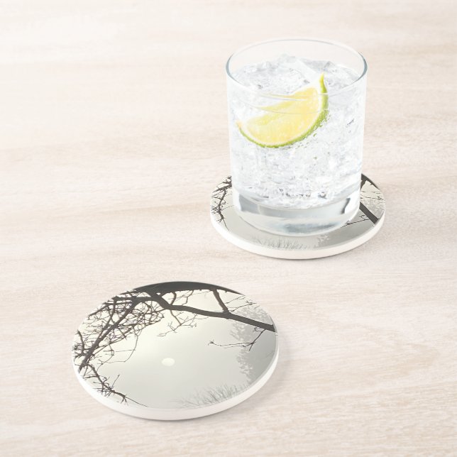 White Sky And Sun Dramatically Framed By Trees     Coaster (Side)