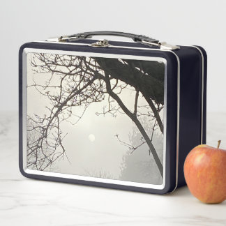 White Sky And Sun Dramatically Framed By Trees Metal Lunch Box