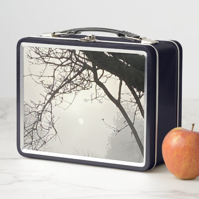 White Sky And Sun Dramatically Framed By Trees     Metal Lunch Box (In Situ)