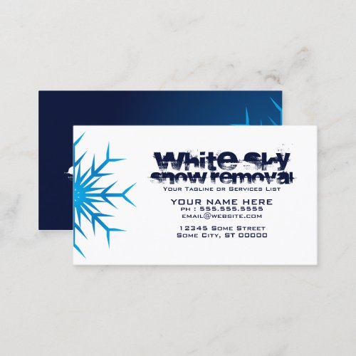 white sky snow removal business card