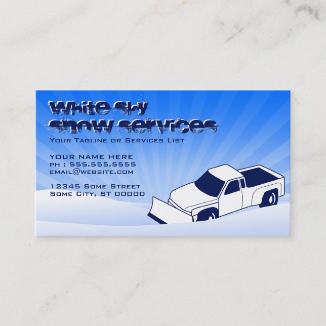 white sky snow services business card (Front)
