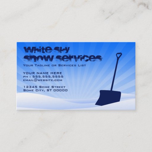 Customizable white sky snow services business card template