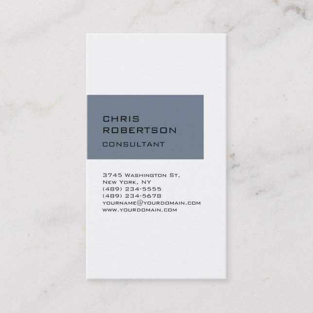White Slate Gray Attractive Charming Business Card (Front)