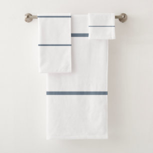 White Slate Grey Geometric Lines Bath Towel Set