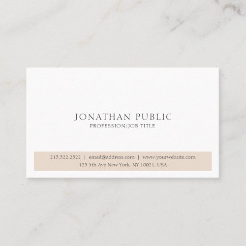 White Sleek Plain Professional Modern Elegant Business Card
