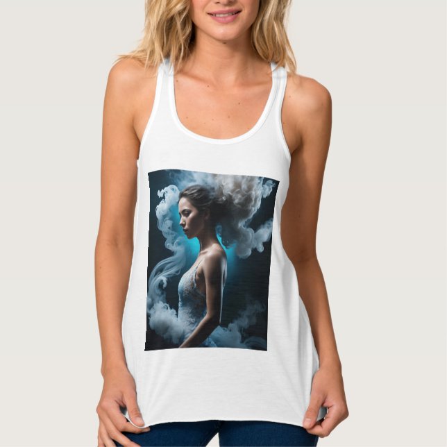 White sleevless scoop tank top (Front)