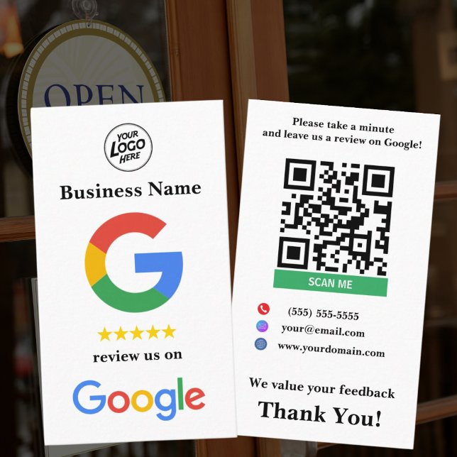 White Small Business Google Review Link Template Card (Creator Uploaded)