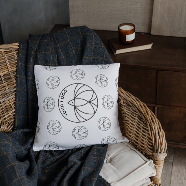 White Small business Logo pattern Event Show room  Throw Pillow (Creator Uploaded)