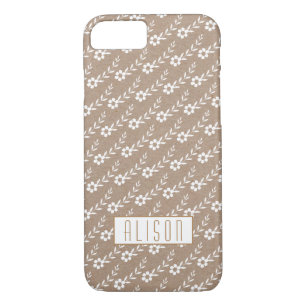 White small flowers on kraft paper rustic floral iPhone 8/7 case