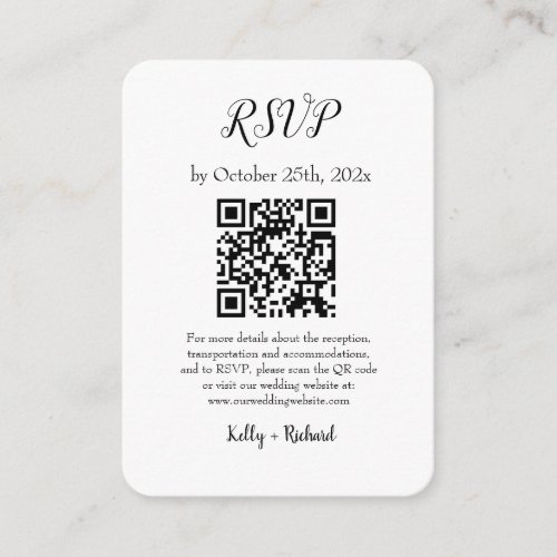 White Small Vertical Wedding RSVP QR Code Enclosure Card