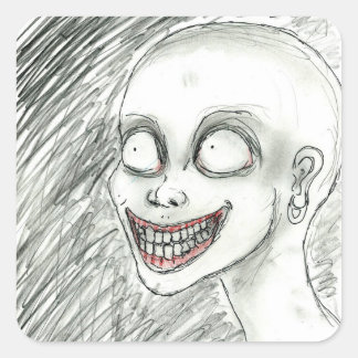 White Smile  Square Sticker