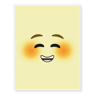 White Smiling Emoji Temporary Tattoos
