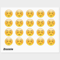 White Smiling Face Emoji Classic Round Sticker | Zazzle