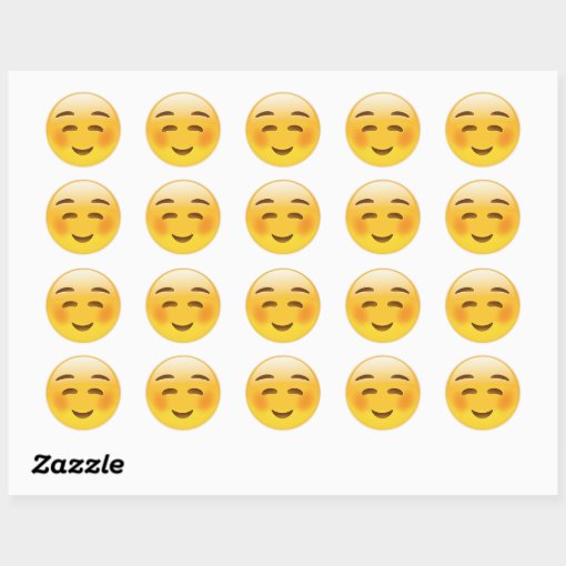 White Smiling Face Emoji Classic Round Sticker | Zazzle
