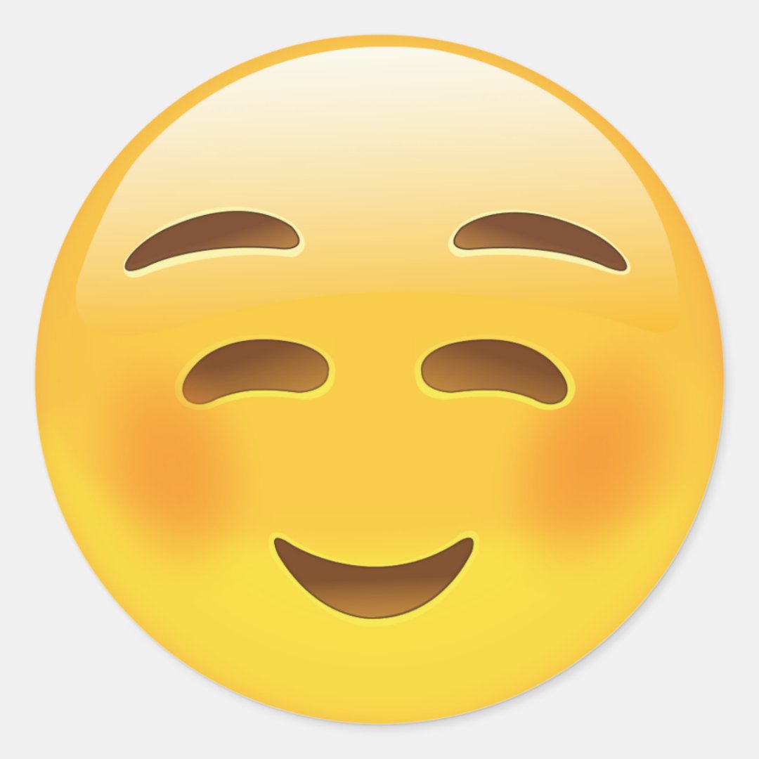 White Smiling Face Emoji Classic Round Sticker | Zazzle