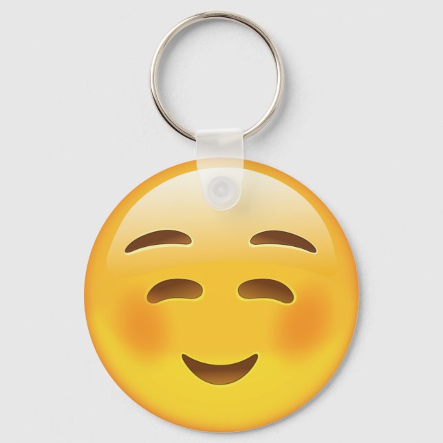 White Smiling Face Emoji Keychain (Front)