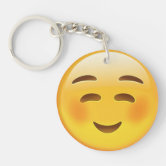 White Smiling Face Emoji Keychain | Zazzle