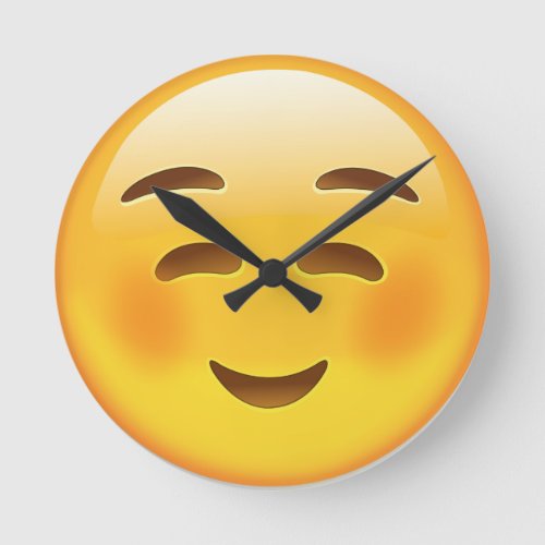 White Smiling Face Emoji Round Clock
