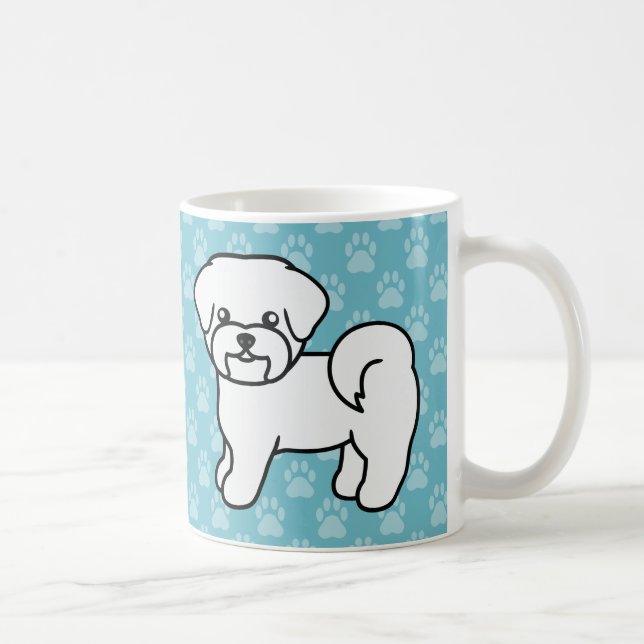 White Smiling Maltese Cartoon Dogs Coffee Mug (Right)