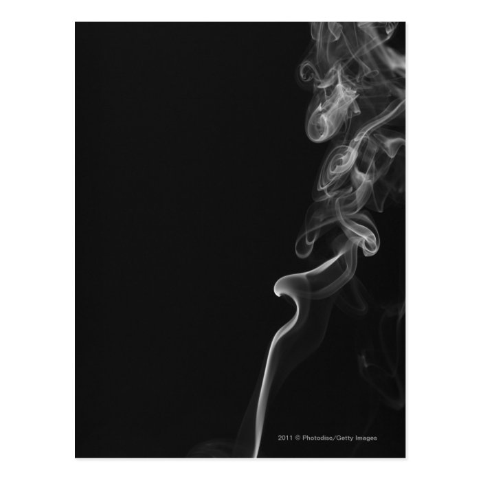 White Smoke Against A Black Background Postcards