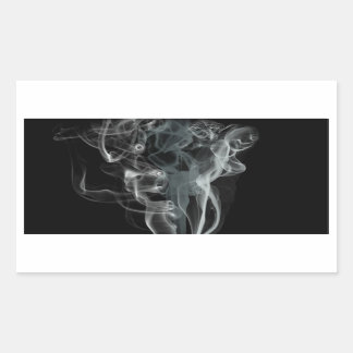 White smoke on black background rectangular sticker