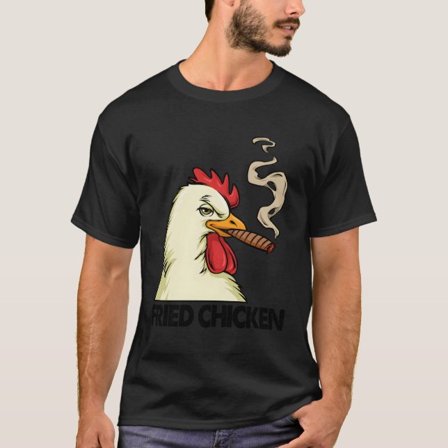 White Smoking Chicken Fried Chicken T-Shirt (Front)