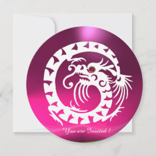 WHITE SNAKE DRAGON PINK FUCHSIA PURPLE GEMSTONE INVITATION