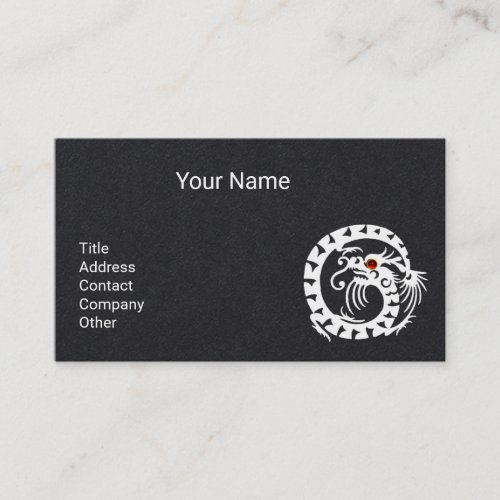 WHITE SNAKE DRAGONRED RUBY GEMSTONE Black Paper Business Card