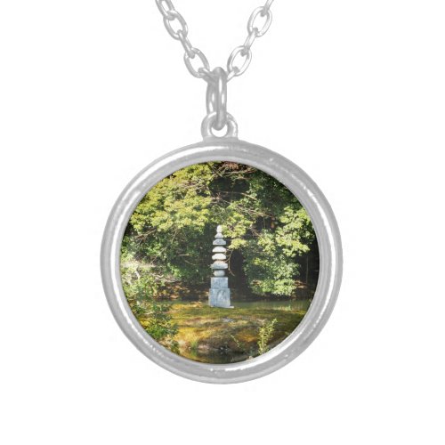 White Snake Pagoda  Hakuja No Tsuka Silver Plated Necklace