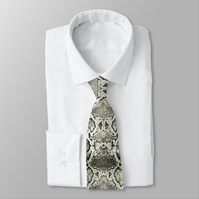 White Snake print Neck Tie (Tied)