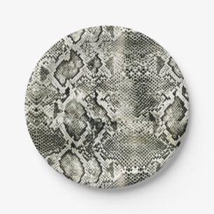 White Snake print Paper Plates