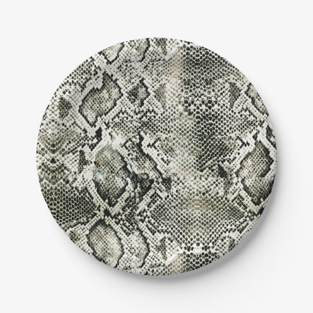 White Snake print Paper Plates (Front)