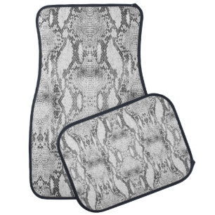 White Snake Skin Print Car Floor Mat