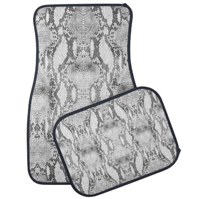 White Snake Skin Print Car Floor Mat (Set)