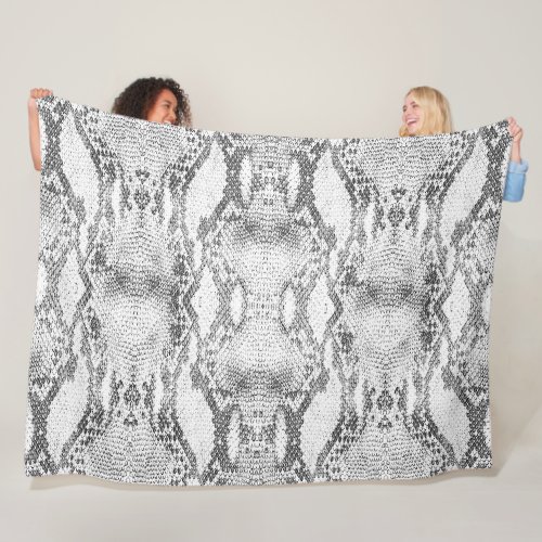 White Snake Skin Print Fleece Blanket