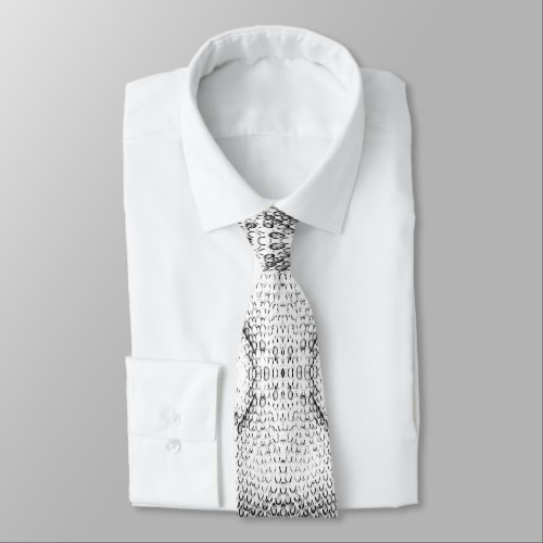 White Snake Skin Print Neck Tie