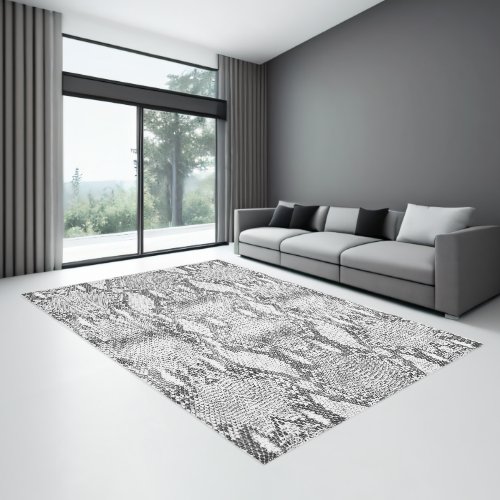 White Snake Skin Print Rug