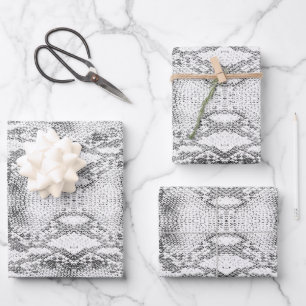 White Snake Skin Print Wrapping Paper Sheets