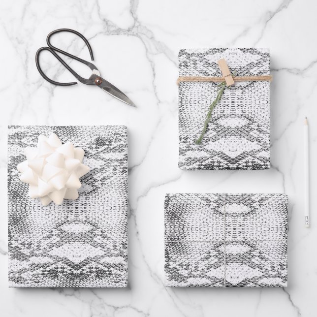 White Snake Skin Print Wrapping Paper Sheets (Front)