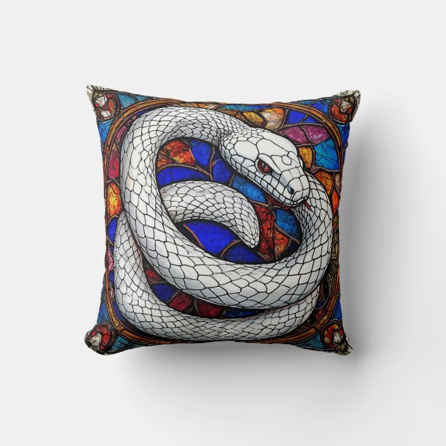 White Snake Throw Pillow (Front)