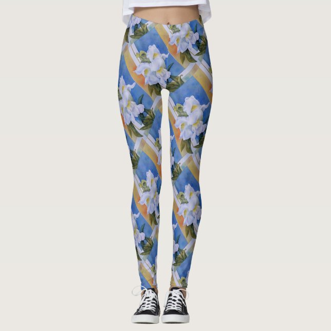 WHITE SNAPDRAGONS | FLORAL LEGGINGS (Front)