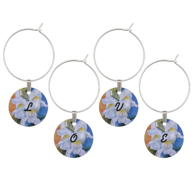 WHITE SNAPDRAGONS WINE CHARM (Staggered)