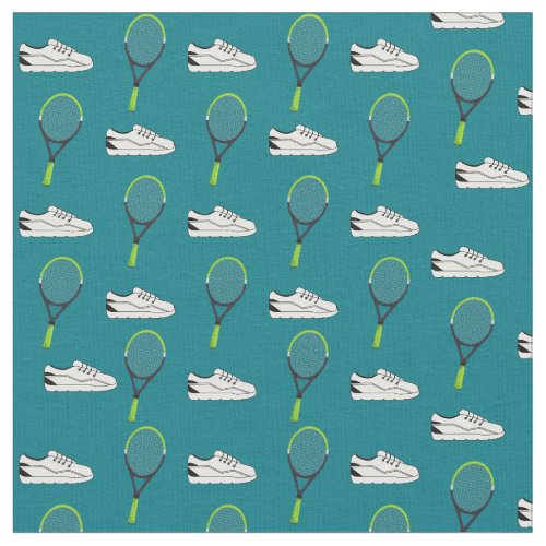 White Sneakers Shoes and Green Tennis Rackets Cool Fabric