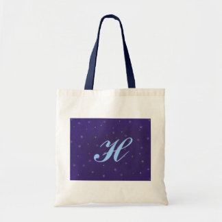 White snow, blue, bridesmaid monogram tote bags