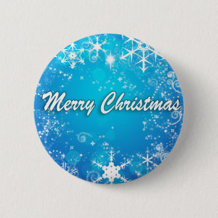 White snow blue Christmas Button